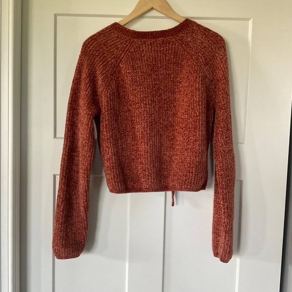 PacSun LA Hearts Super Soft Cropped Lace Up Sweater Large - Picture 2 of 7